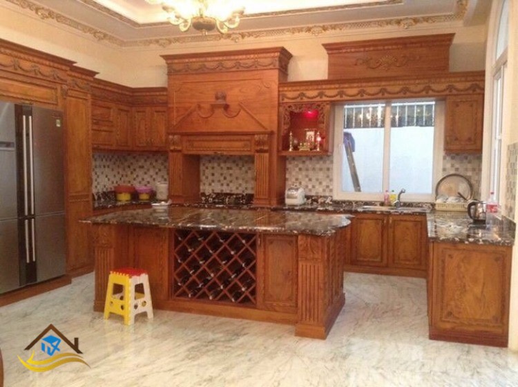 TỦ BẾP GỖ GÕ ĐỎ - NC11